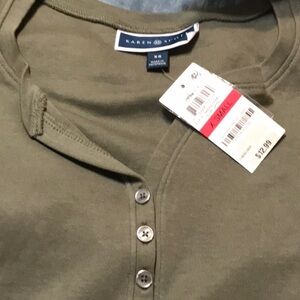 `*~Karen Scott V-neck long sleeve cotton top